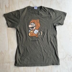 Y2K Super Mario Tanooki Shirt Mens Medium Green Bay Island Sportswear Tee